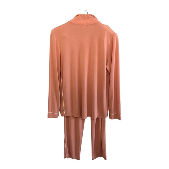 Eberjey Women's Modal Blend Contrast Piping Luxurious Long Pajama Set Size L - Picture 2 of 15